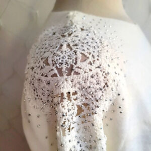 White Pullover Studded Top / Long Sleeve / Warm / Size Large